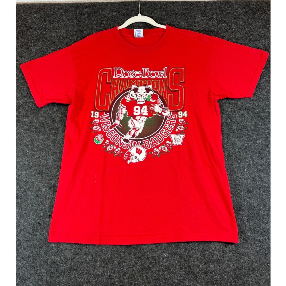 Vintage 90s Wisconsin Badgers Rose Bowl Champions Shirt Mens Large Red Football